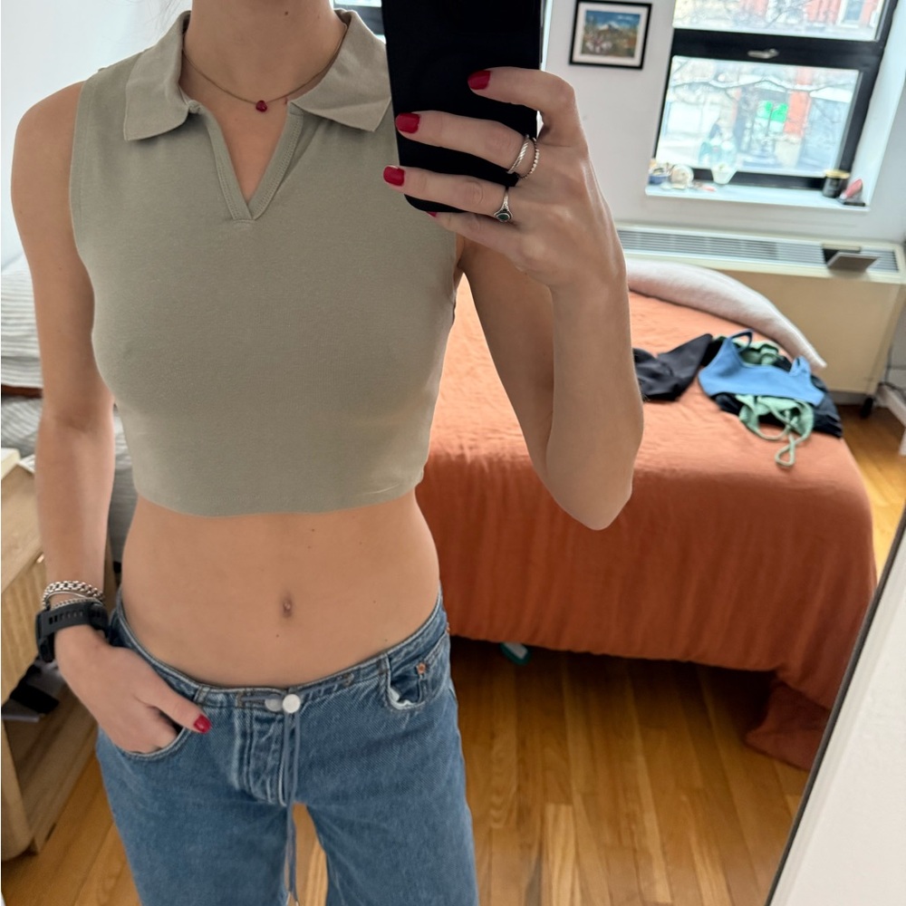Sunday Best light green collared crop top